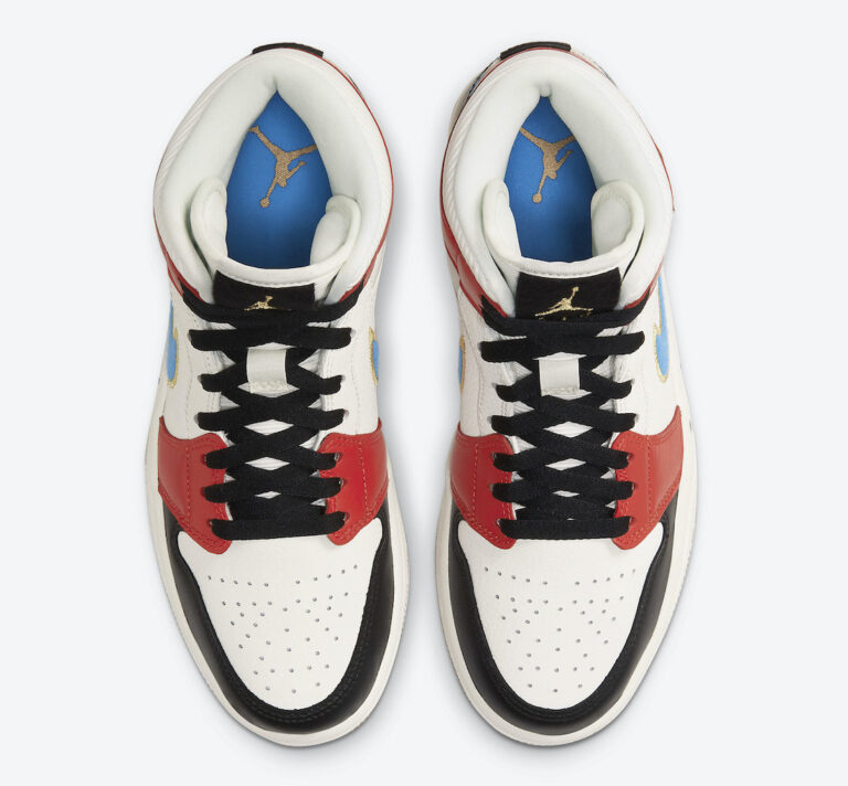 Air Jordan 1 Mid Sail Red Black Blue Gold DC1426-100 Release Date Info ...