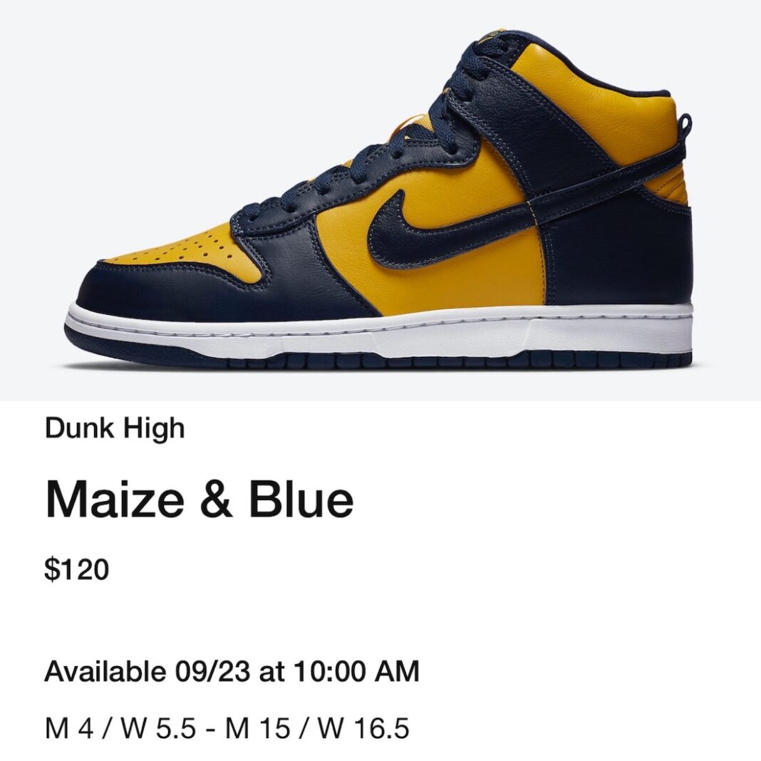 Nike Dunk High Michigan CZ8149-700 2020 Release Date Info | SneakerFiles