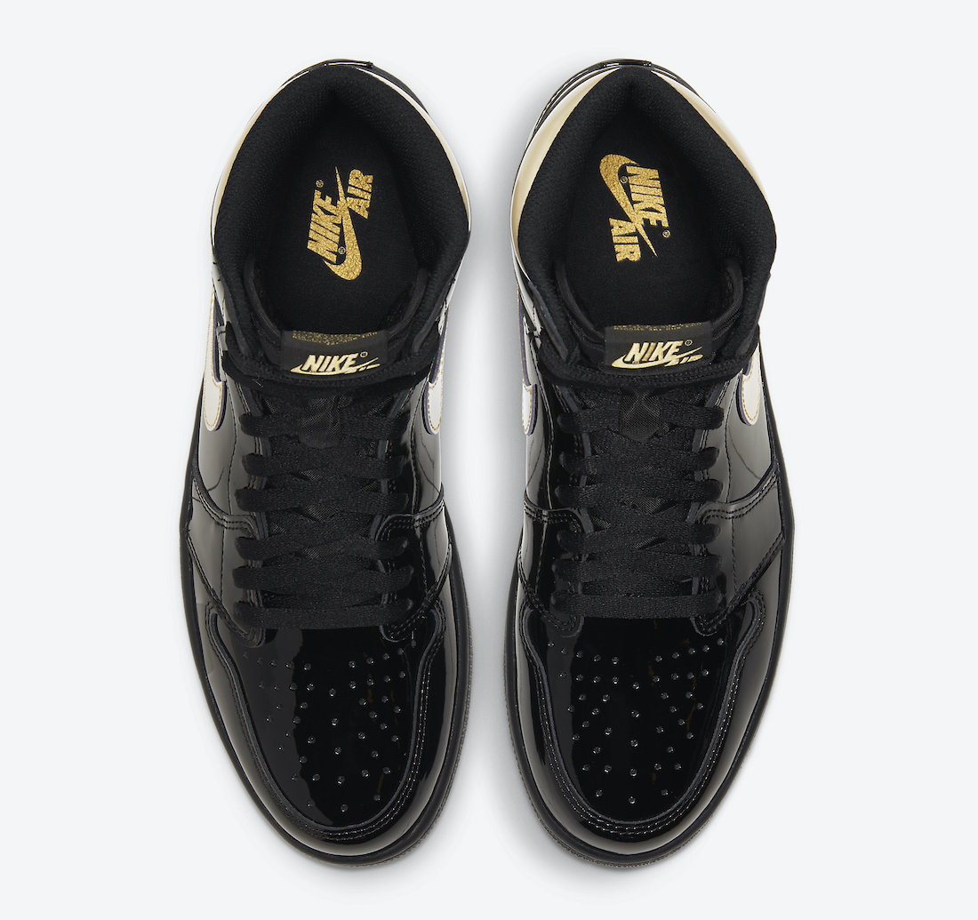 Air Jordan 1 High Og Patent Black Metallic Gold 5550 032 Release Date Info Sneakerfiles