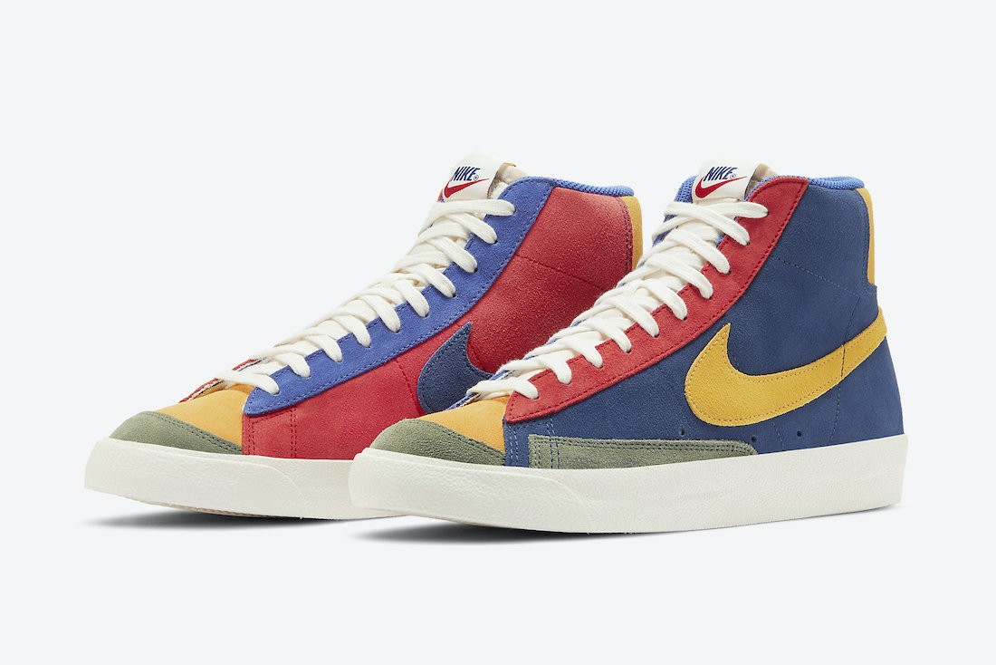 nike blazer mid red and blue