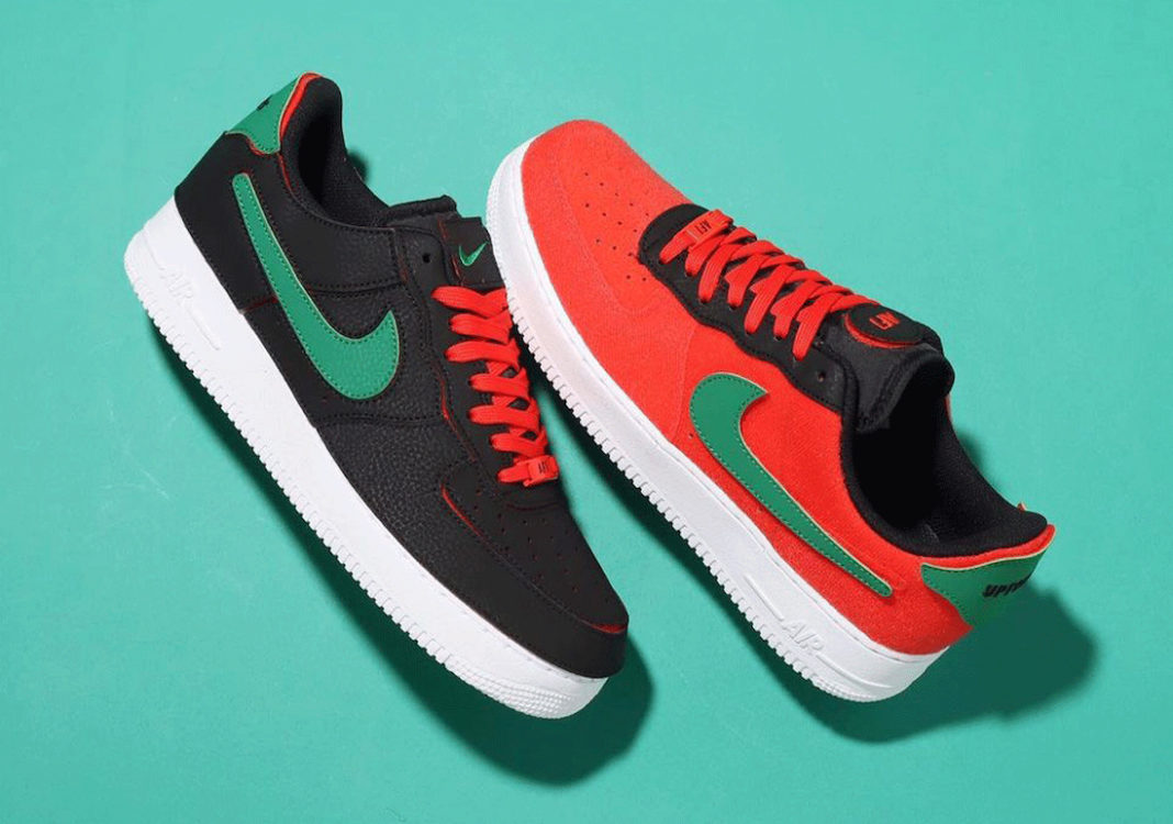 red and green nike shoes