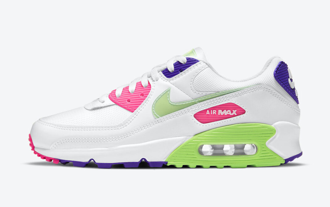 nike air max 90 essential white green pink