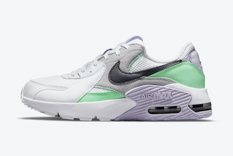 nike white & green air max excee trainers