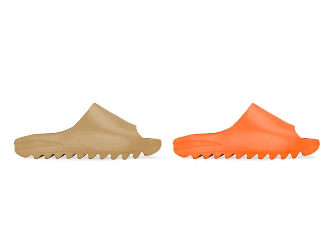 orange yeezy slides