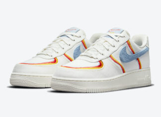 blue yellow red air force ones