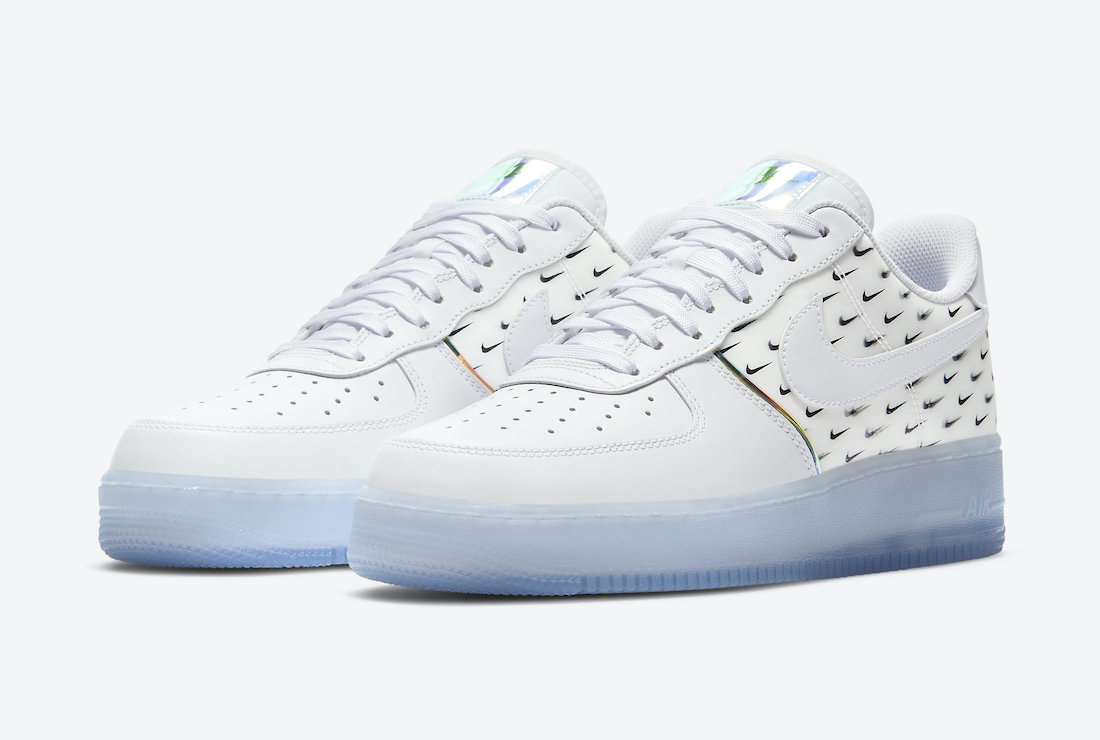 white air force ones with blue swoosh