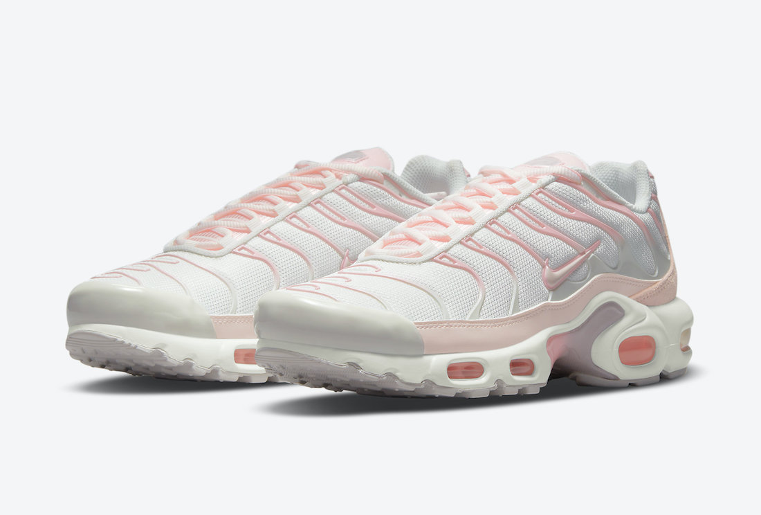 white pink and green air max plus