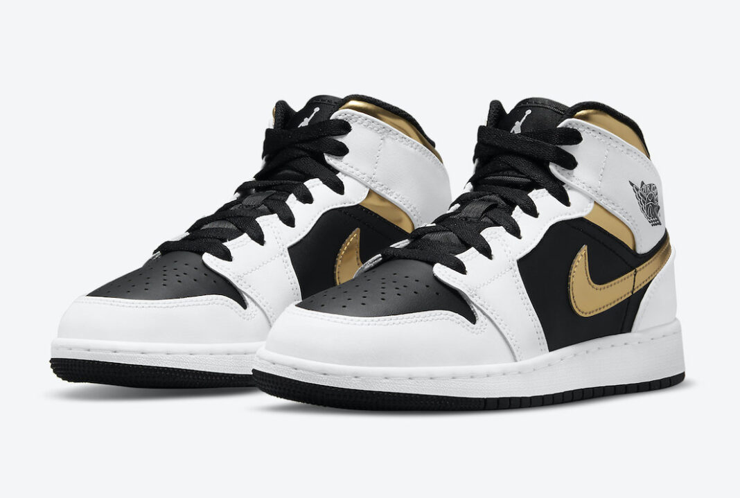 Air Jordan 1 Mid GS White Black Gold 554725-190 Release Date Info ...