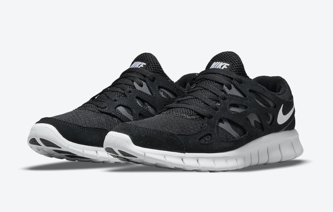 nike free run 2 black white