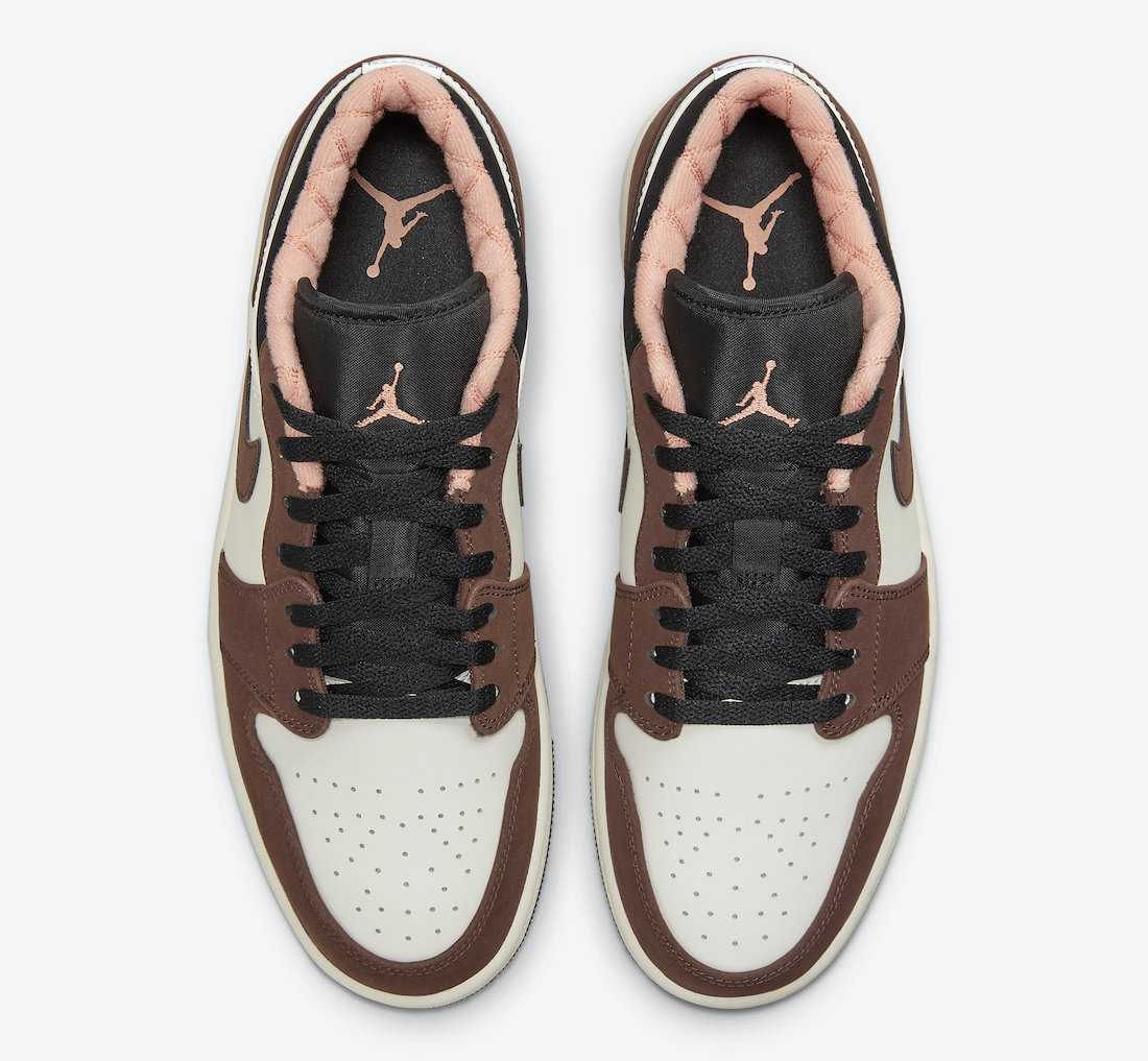 brown jordan ones with pink laces