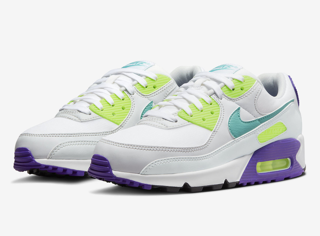 purple and teal air max 90