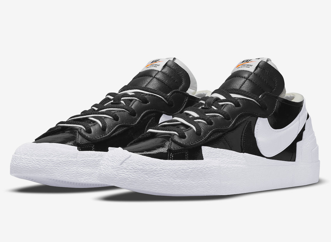 Sacai x Nike Blazer Low Black Patent White DM6443-001 2022 Release Date ...