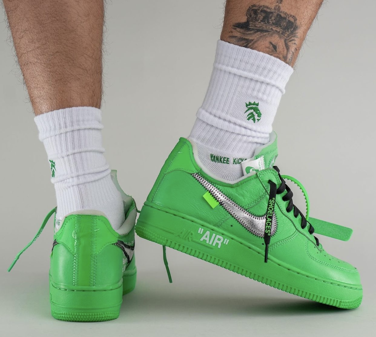 Off-White Nike Air Force 1 Low Light Green Spark DX1419-300 On-Feet