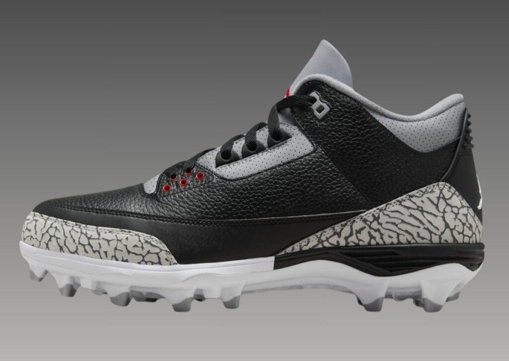 Air Jordan 3 Black Cement TD Cleats FZ8626-001