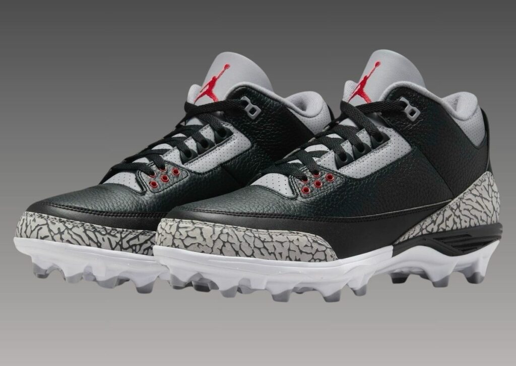 Air Jordan 3 Black Cement TD Cleats FZ8626-001