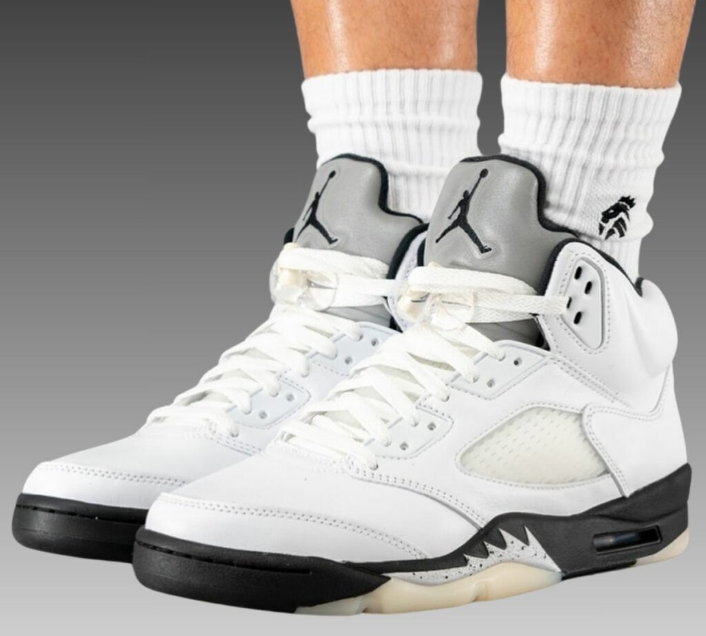 Air Jordan 5 White Black Metallic Silver DD0587-110 On-Feet