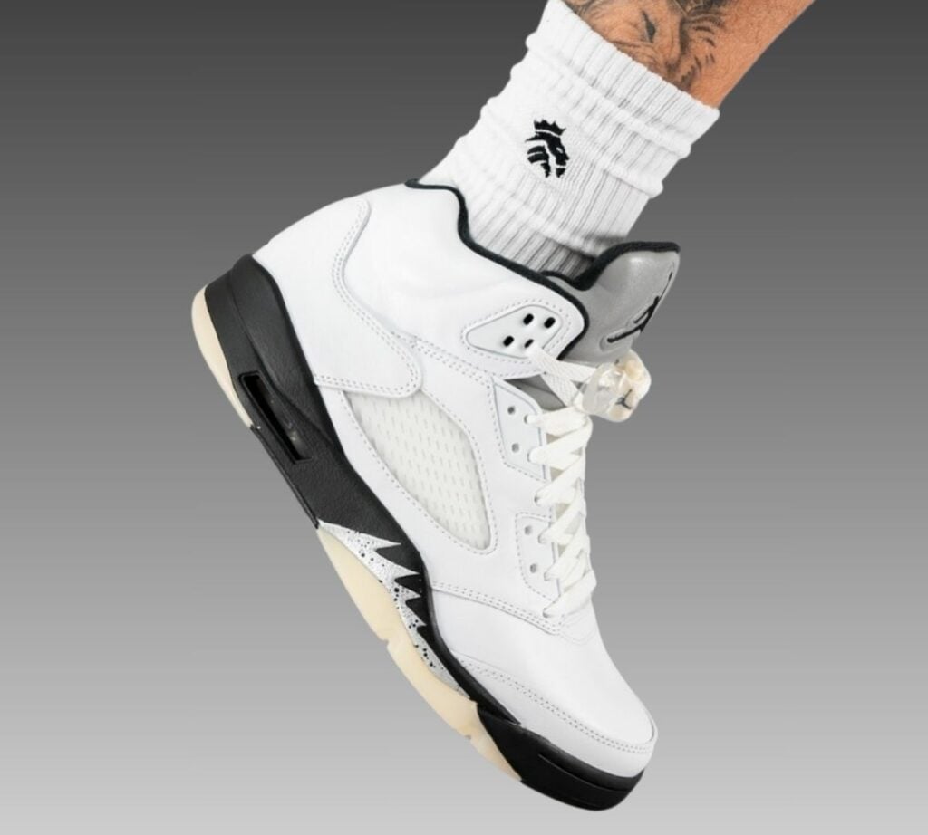 Air Jordan 5 White Black Metallic Silver DD0587-110 On-Feet