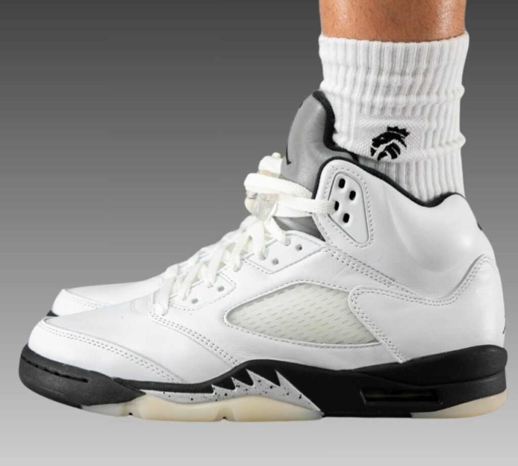 Air Jordan 5 White Black Metallic Silver DD0587-110 On-Feet