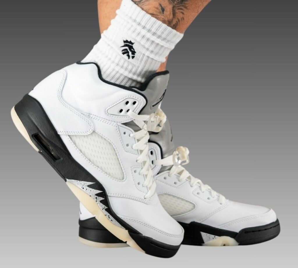 Air Jordan 5 White Black Metallic Silver DD0587-110 On-Feet