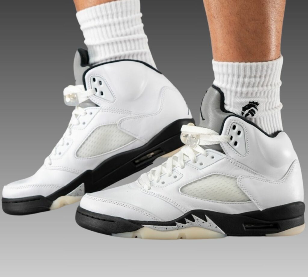 Air Jordan 5 White Black Metallic Silver DD0587-110 On-Feet