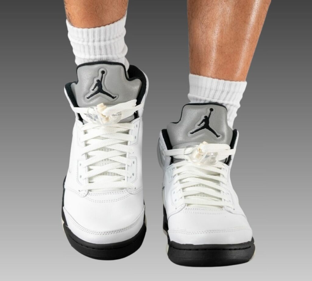 Air Jordan 5 White Black Metallic Silver DD0587-110 On-Feet