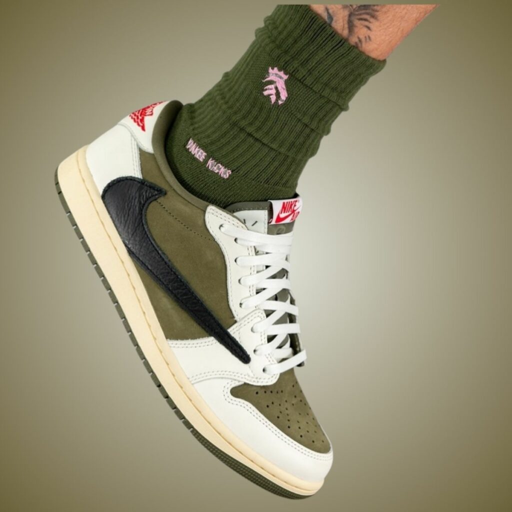 Travis Scott Air Jordan 1 Low OG Medium Olive DM7866-200 On-Feet