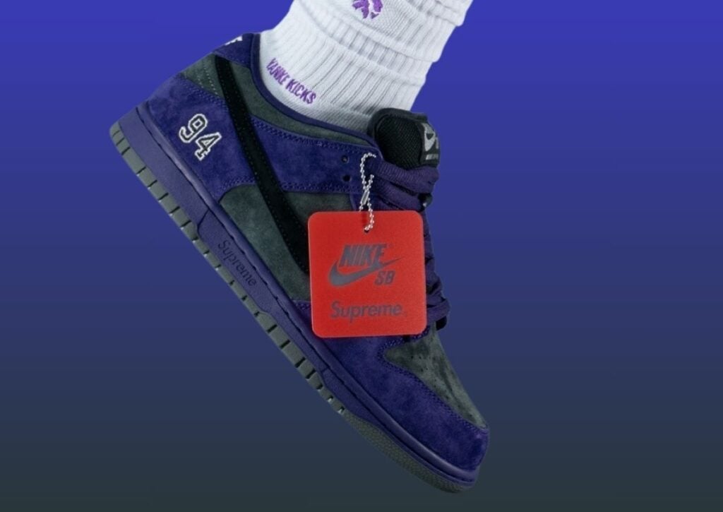 Supreme Nike SB Dunk Low Ink Purple HQ8487-500 On-Feet