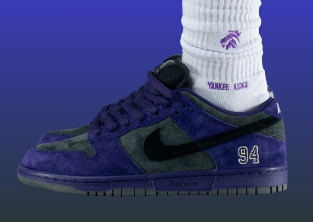 Supreme Nike SB Dunk Low Ink Purple HQ8487-500 On-Feet