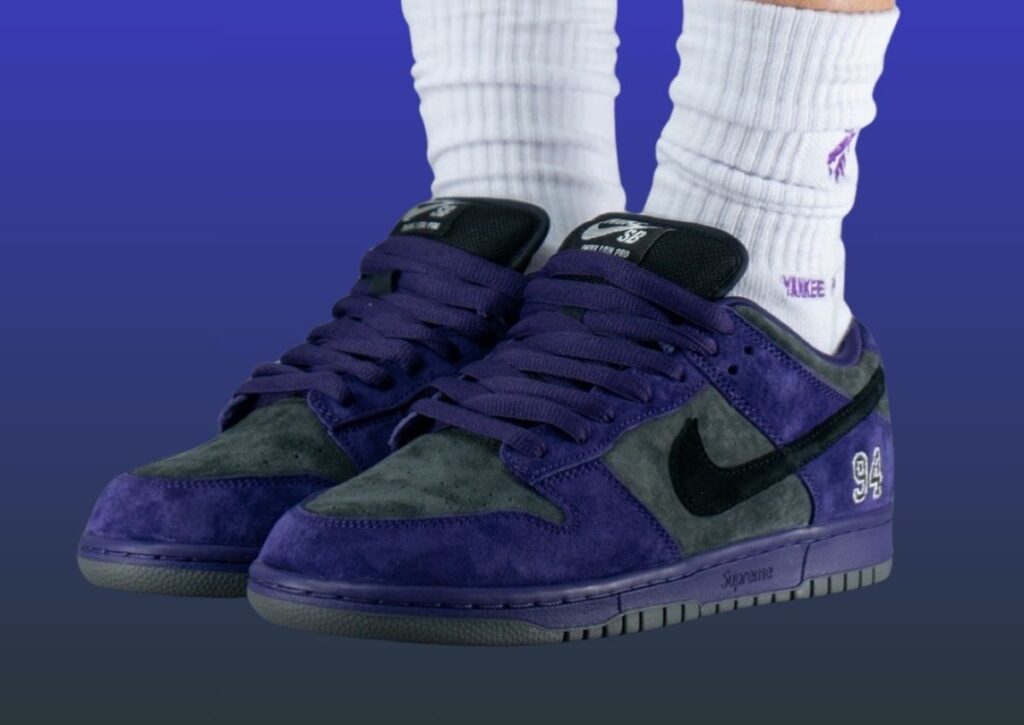 Supreme Nike SB Dunk Low Ink Purple HQ8487-500 On-Feet