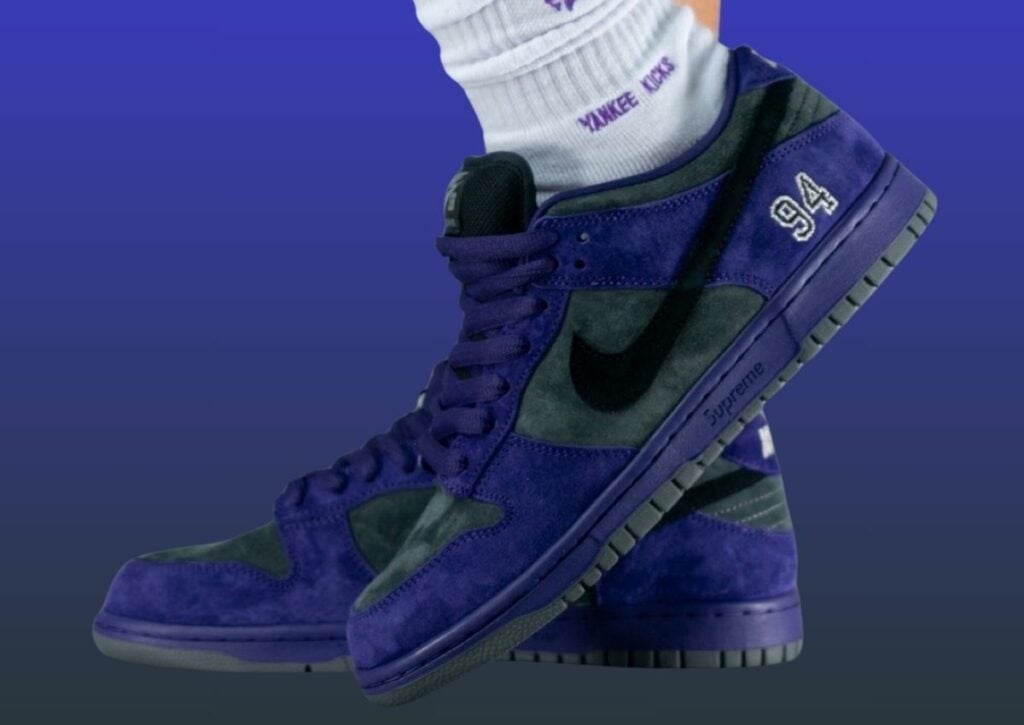 Supreme Nike SB Dunk Low Ink Purple HQ8487-500 On-Feet