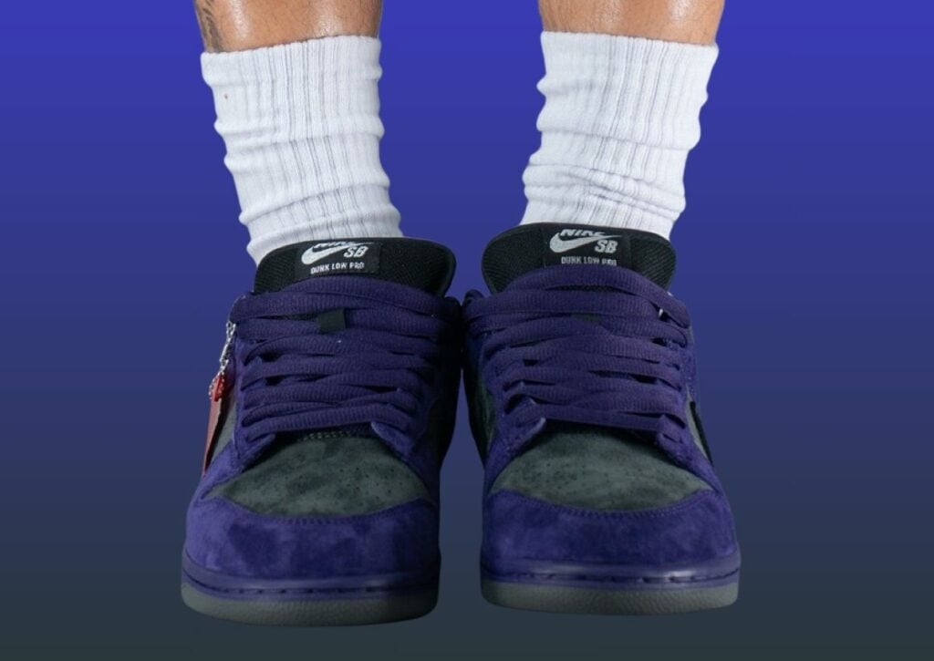 Supreme Nike SB Dunk Low Ink Purple HQ8487-500 On-Feet