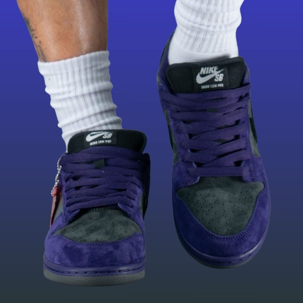 Supreme Nike SB Dunk Low Ink Purple HQ8487-500 On-Feet