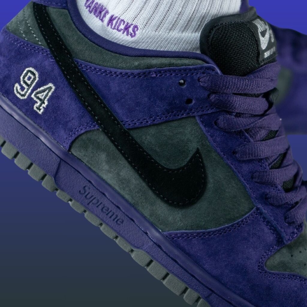 Supreme Nike SB Dunk Low Ink Purple HQ8487-500 On-Feet