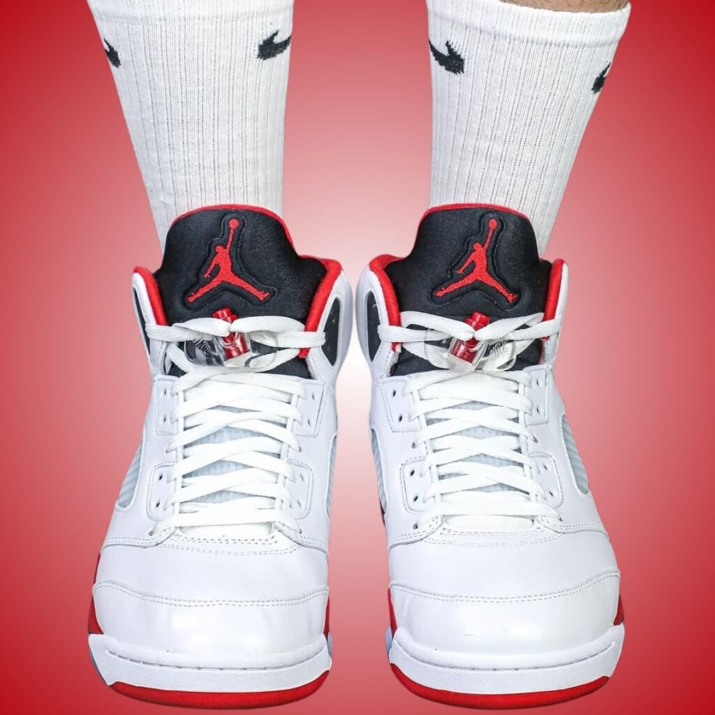 Air Jordan 5 Fire Red Black Tongue 2025 On-Feet