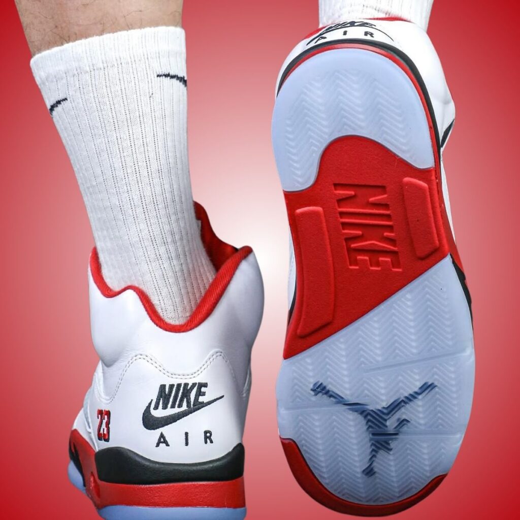 Air Jordan 5 Fire Red Black Tongue 2025 On-Feet